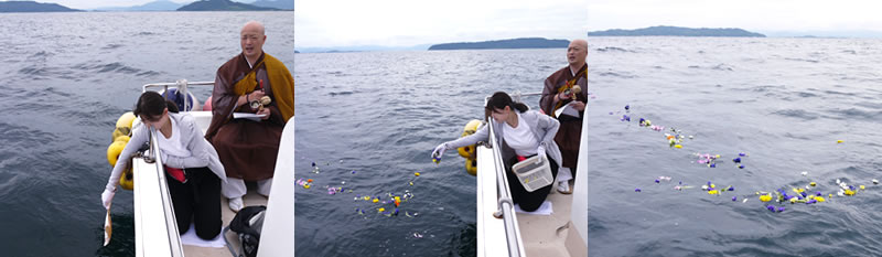 2025年9月27日 福岡玄界灘海上での海洋散骨風景