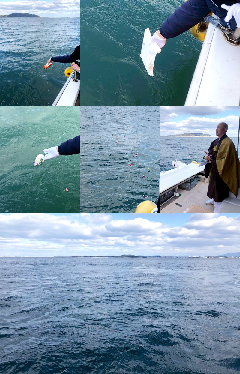 2025年12月27日 福岡玄界灘海上での海洋散骨風景