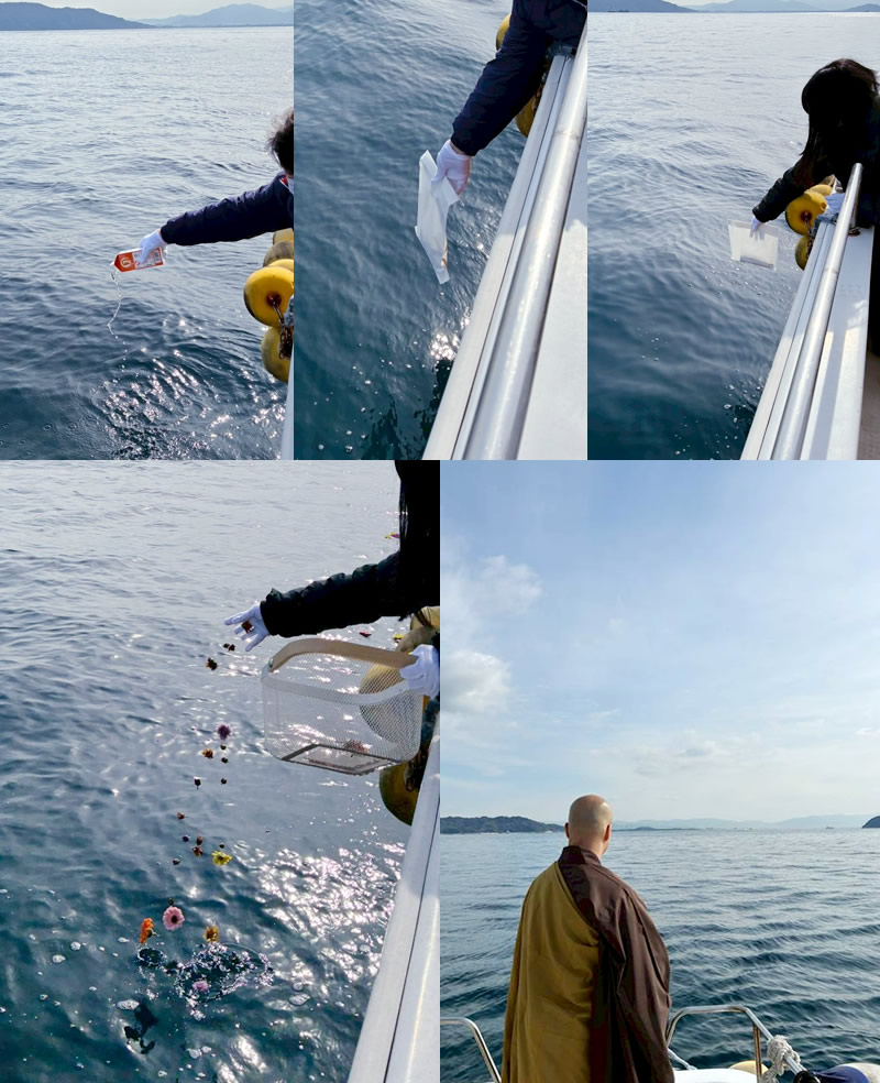 2026年1月の福岡沖合での海洋散骨の開催風景