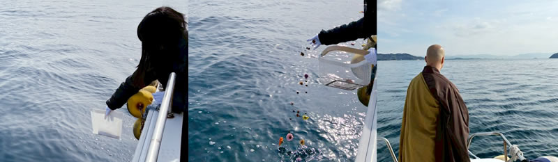 2026年1月の福岡沖合での海洋散骨の開催風景