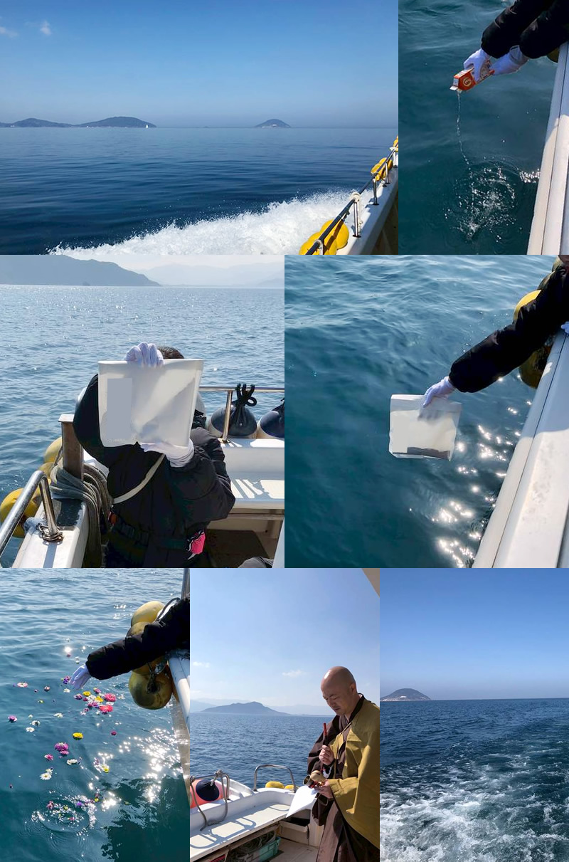 2026年2月の福岡沖合での海洋散骨の開催風景